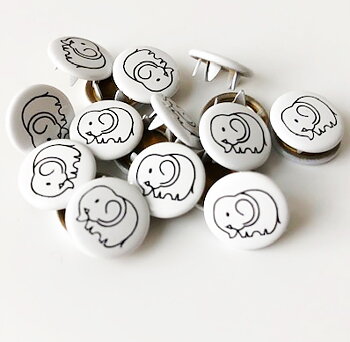 Snap-on button Elephant outline