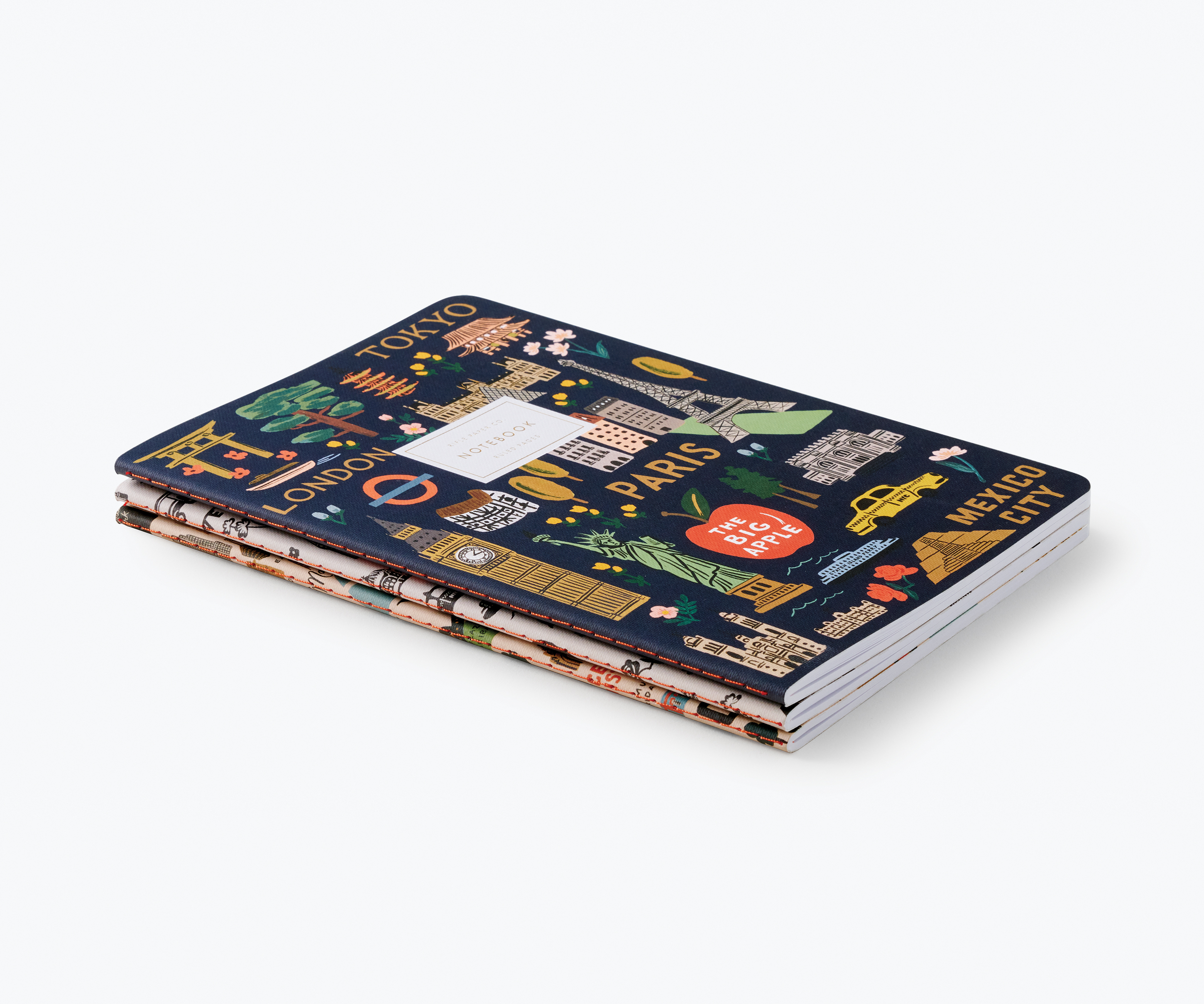 Set of 3 Bon Voyage Stitched Notebook Set - 6
