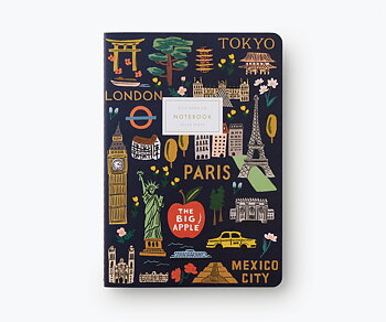 Set of 3 Bon Voyage Stitched Notebook Set