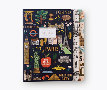 Set of 3 Bon Voyage Stitched Notebook Set