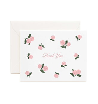 Pink Hydrangea Thank You Card