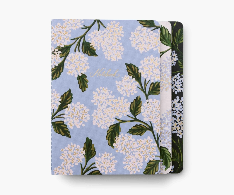 Set of 3 Hydrangea Stitched Notebook Set