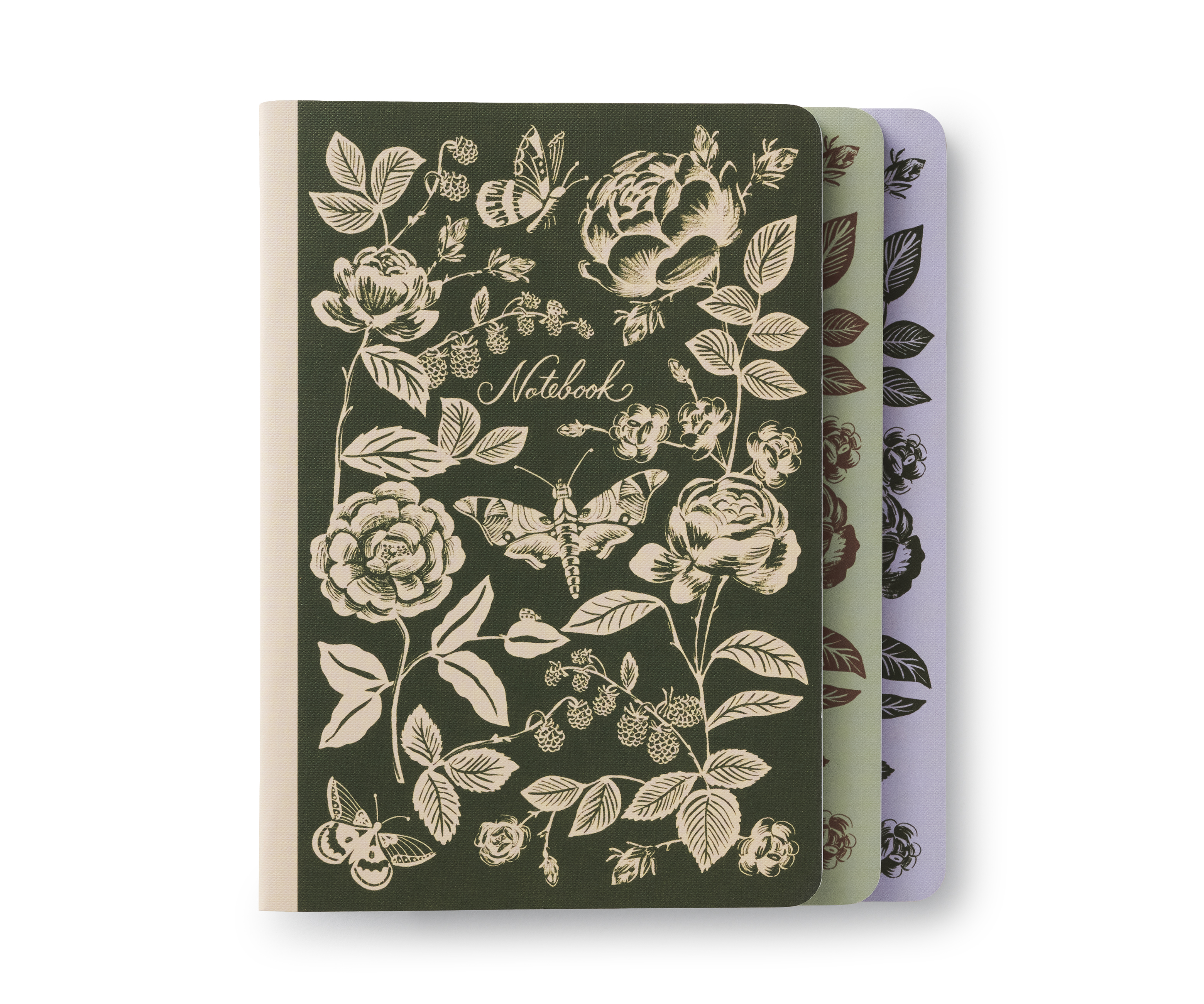 Set of 3 English Rose Stitched Notebook Set