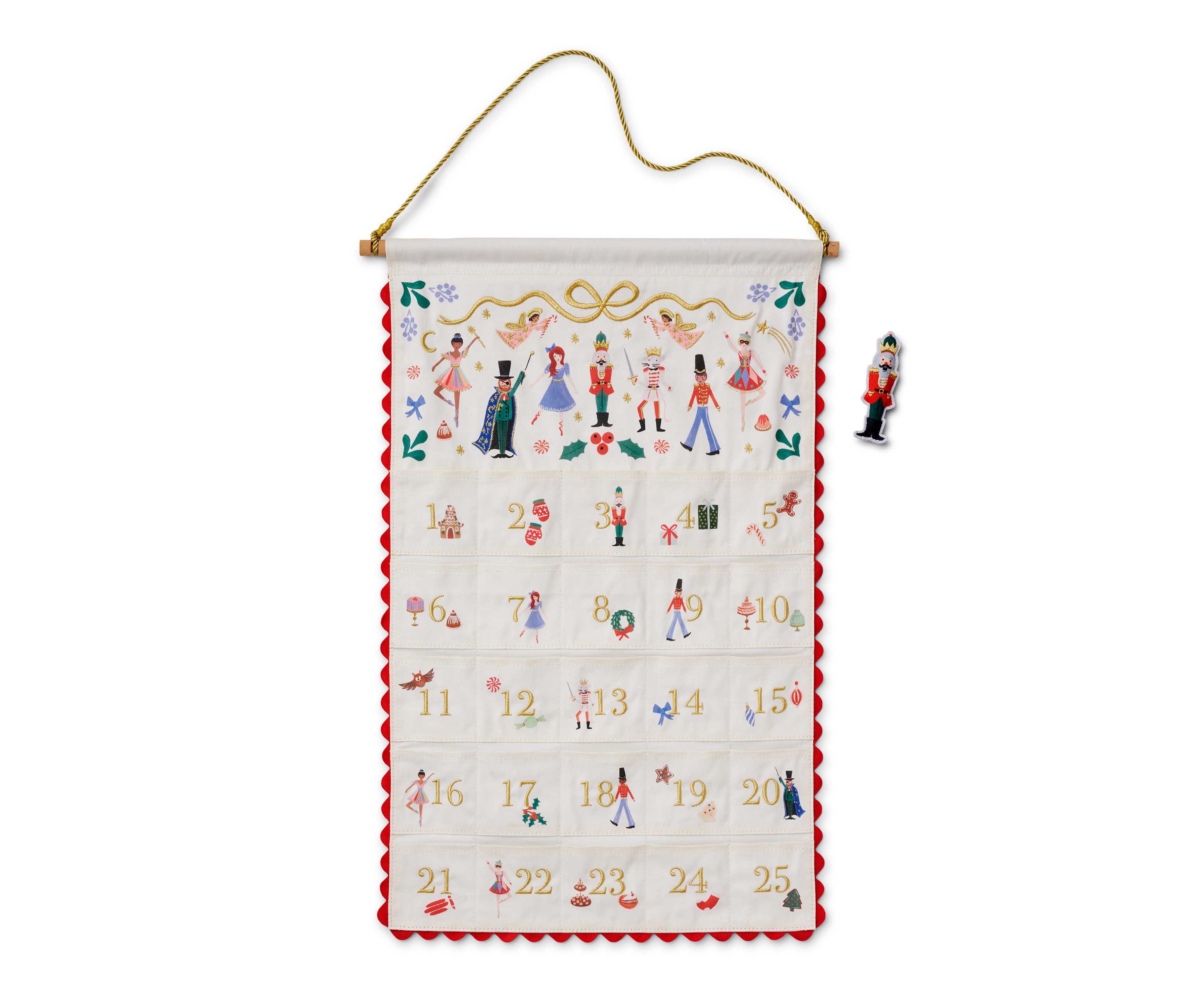 Nutcracker HÃ¤ngande adventskalender med fickor
