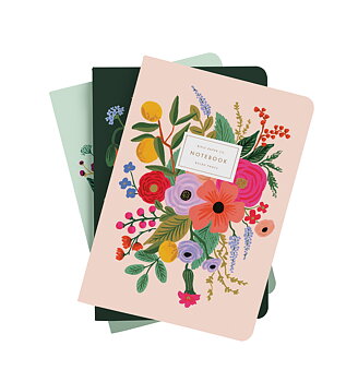 Set of 3 Garden Party Stitched Notebook Set