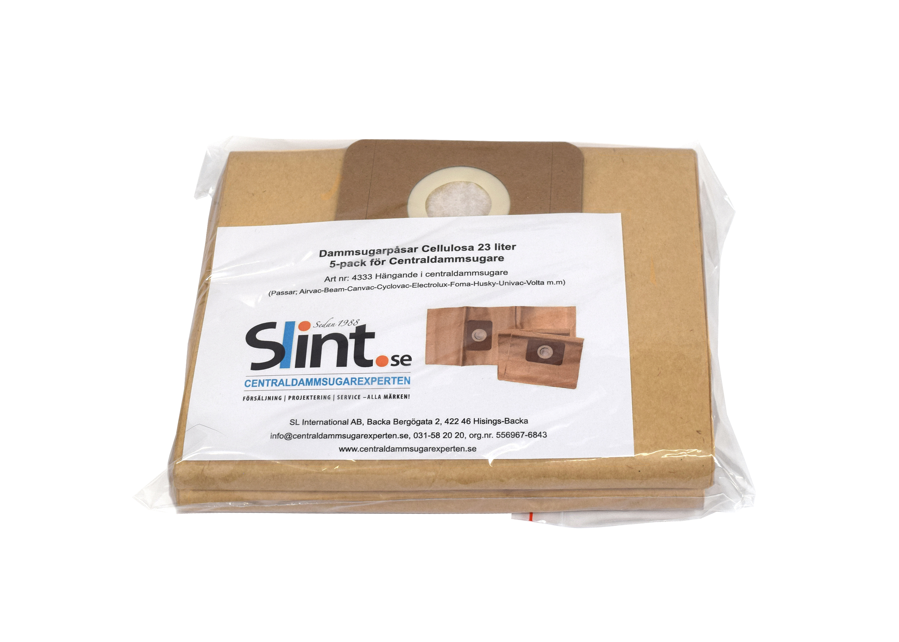 Centraldammsugarpåsar universal 23L papper, 3p/5p - 4