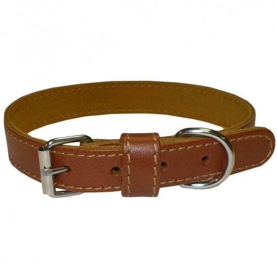 ECO Coneckt Brun Läderhalsband Small