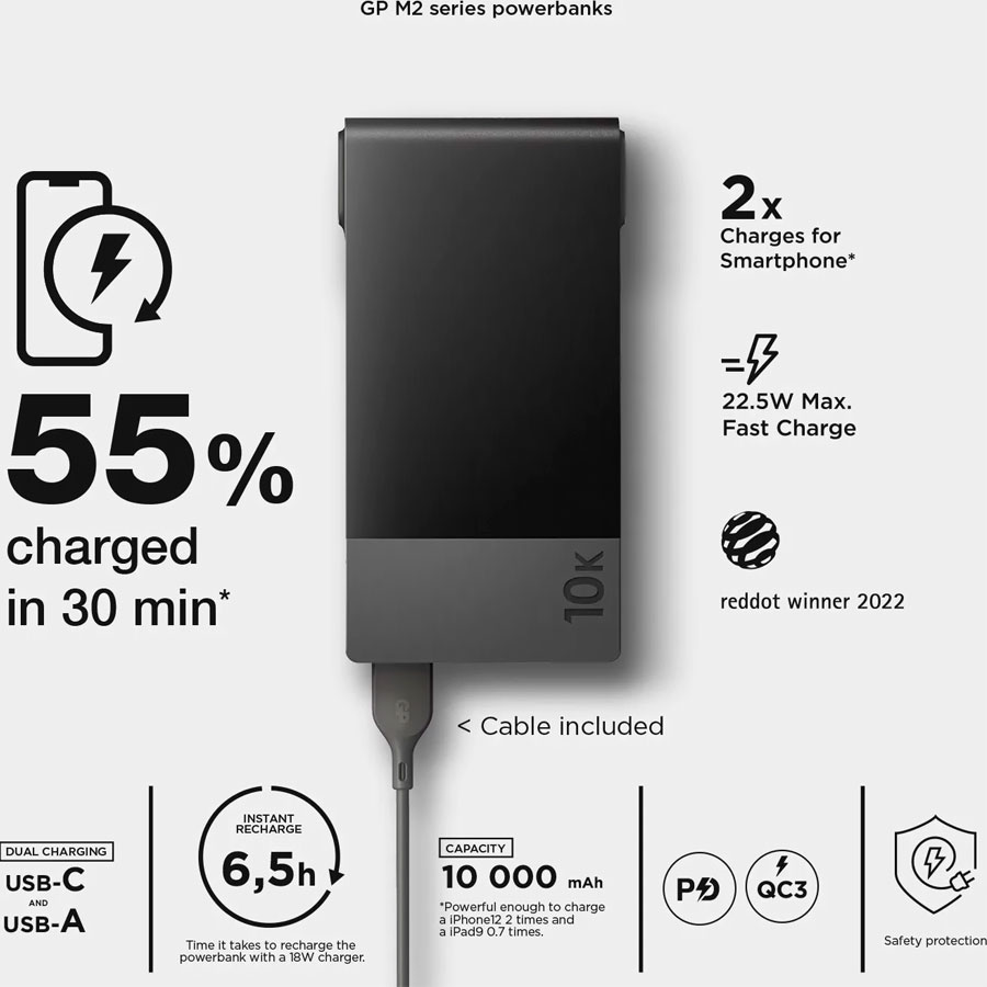 GP PowerBank M2, 10000 mAh, Black - 2