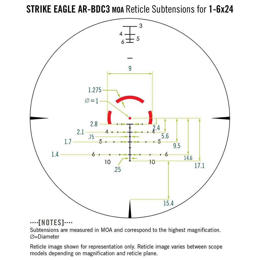 Kikarsikte Vortex Strike Eagle 1-8×24 riktm AR-BDC3 Belyst (Moa) - 9