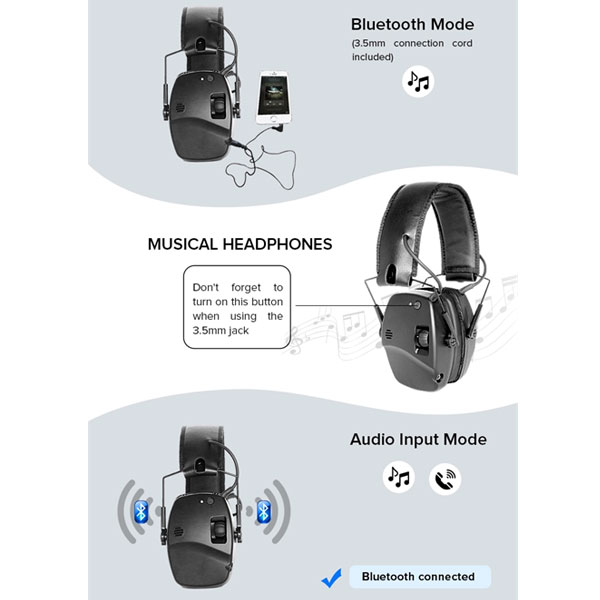 Albecom EM030-B Hörselskydd, Bluetooth, Grön - 4
