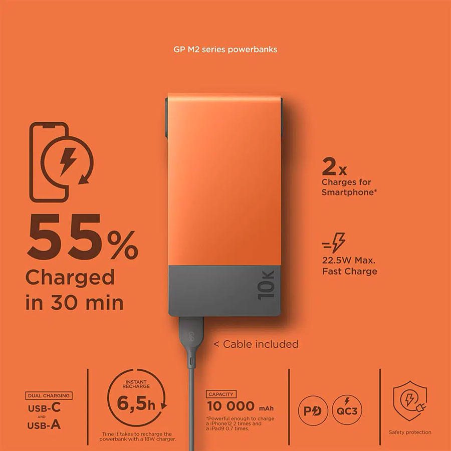 GP PowerBank M2, 10000 mAh, Orange - 9