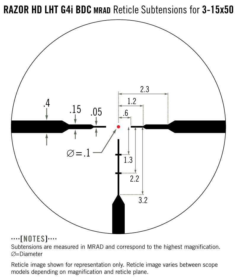 Kikarsikte Vortex Razor HD LHT 3-15×50, riktm. G4i belyst MRAD - 6