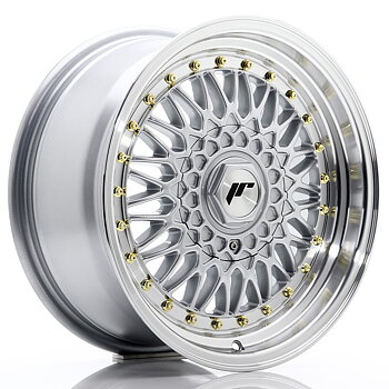 16" JR Wheels JR9 - Silver Machined Lip - Gold Rivets