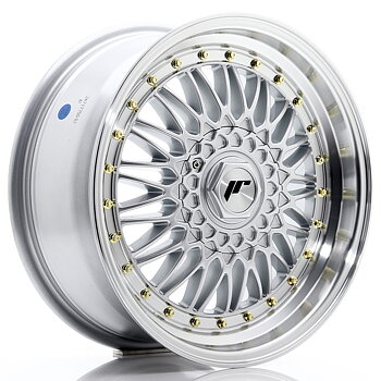17" JR Wheels JR9 - Silver Machined Lip - Gold Rivets