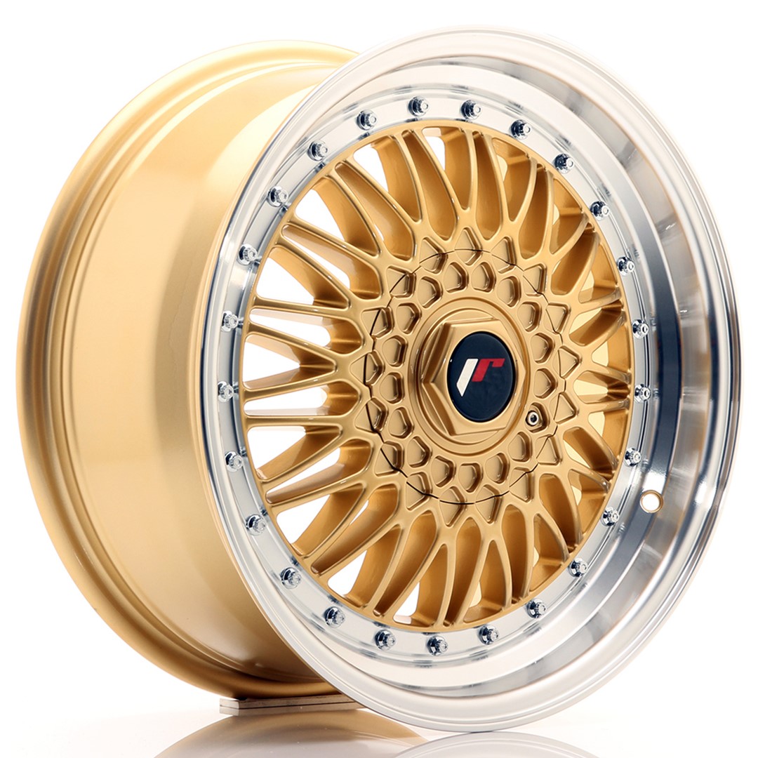 17" JR Wheels JR9 - Gold Machined Lip - Silver Rivets
