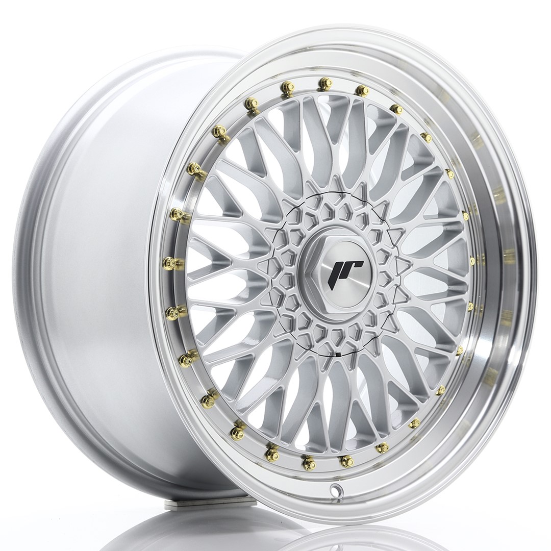 19" JR Wheels JR9 - Silver Machined Lip - Gold Rivets - 2
