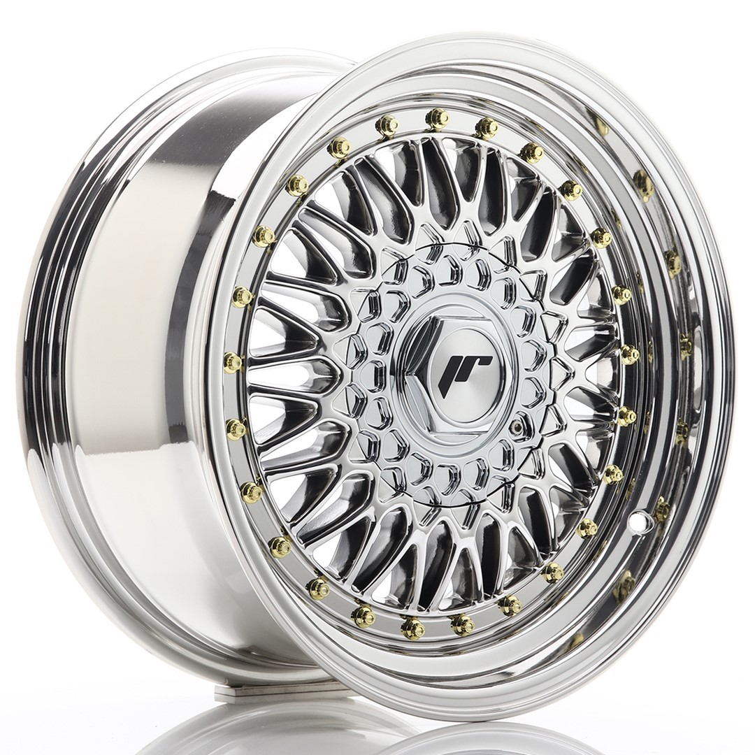 16" JR Wheels JR9 - Chrome - Gold Rivets