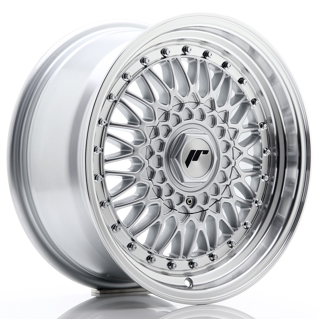 16" JR Wheels JR9 - Silver Machined Lip - Silver Rivets