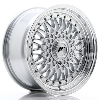 16" JR Wheels JR9 - Silver Machined Lip - Silver Rivets