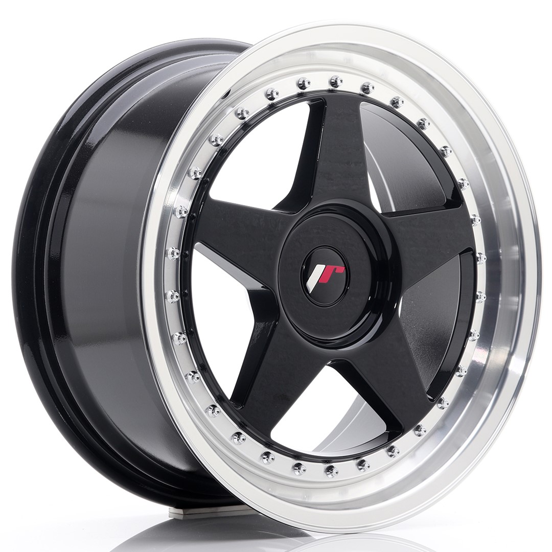 18" JR Wheels JR6 - Glossy Black Machined Lip