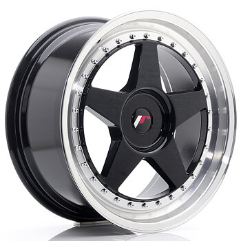 18" JR Wheels JR6 - Glossy Black Machined Lip
