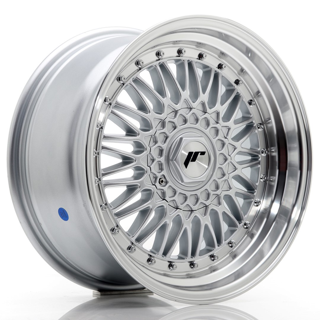 17" JR Wheels JR9 - Silver Machined Lip - Silver Rivets - 2