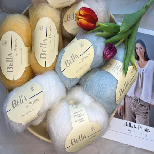 Bella Mohair -75% Kid mohair, 20% Ull och 5% Polyamid 