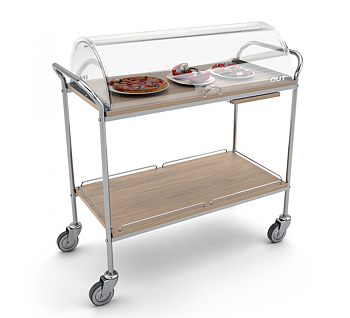 Table clearing trolley Hira Clear with plexiglass protection