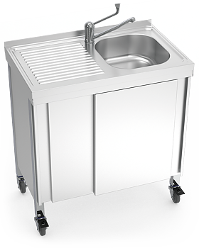Mobile sink / sink with pump, hot and cold water