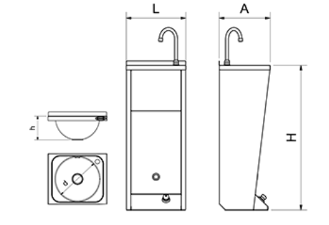 Washbasin with paper basket, foot-operated - 3