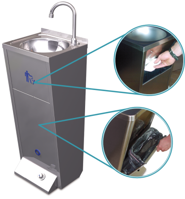 Washbasin with paper basket, foot-operated - 2