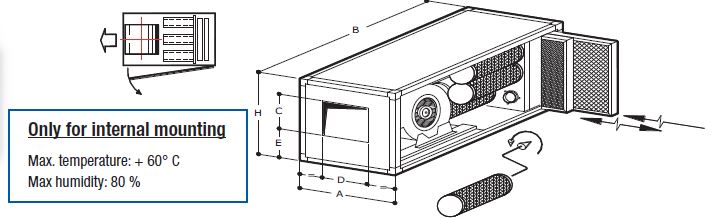 Filtration and deodorization unit with direct motor, 1400 m³/h - 2