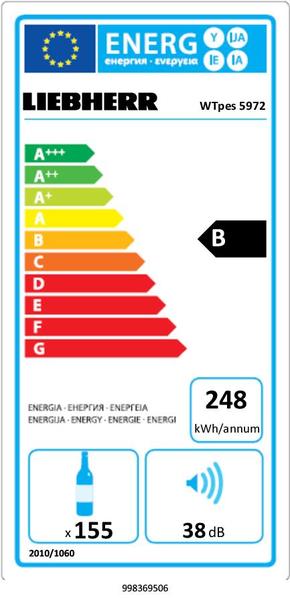 Vinkyl Liebherr WTpes, 155 vinflaskor, två temperaturzoner - 6