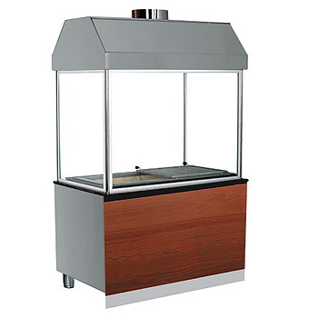 Charcoal grill 1400/1800 mm with exhaust on cupboard with charcoal drawer