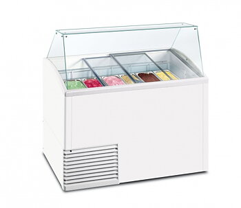 Ice cream counter, capacity 10x 5 liters, storage 12x 5 liters