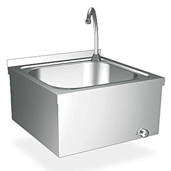 Wall-mounted washbasin, knee-operated
