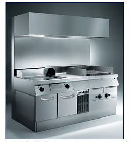 Wall mounted hood with integrated lighting, 2800x1300 mm