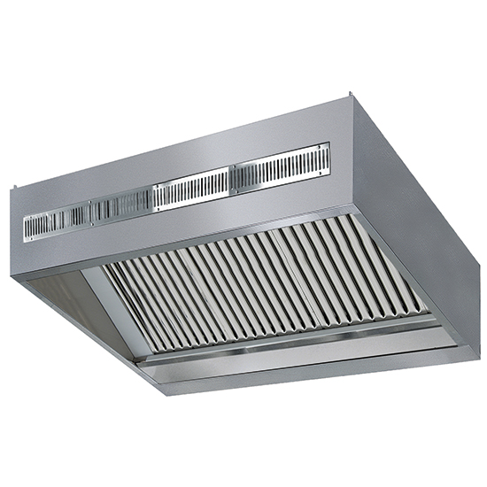 Wall-mounted hood with integrated lighting, 3000x1300 mm