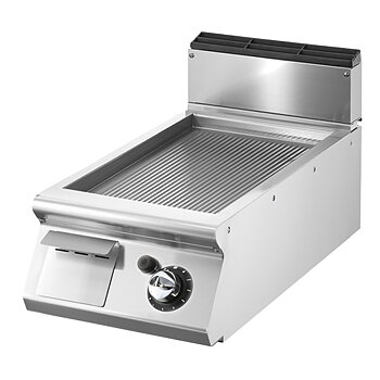 Gas griddle, top version, ribbed chromed plate
