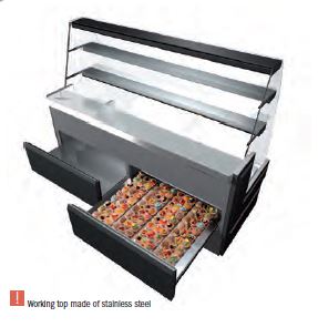 Kyld konditorimonter med 3 hyllor, ventilerad, + 3 ° / + 5 ° C,  - 2