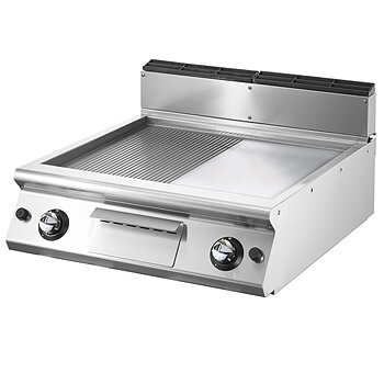 Gas griddle, top version, ½ smooth, ½ ribbed plate