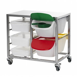 Arbetsbord med behållare 4 x 15 liter, back 5 x 10 liter