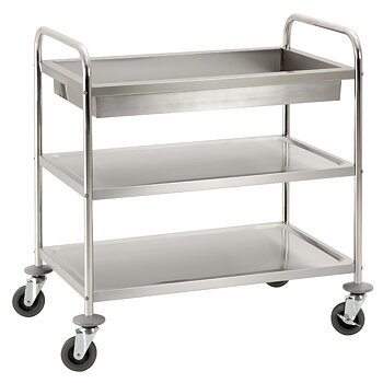 Serving trolley TS200-M1 stainless steel, 2 shelves