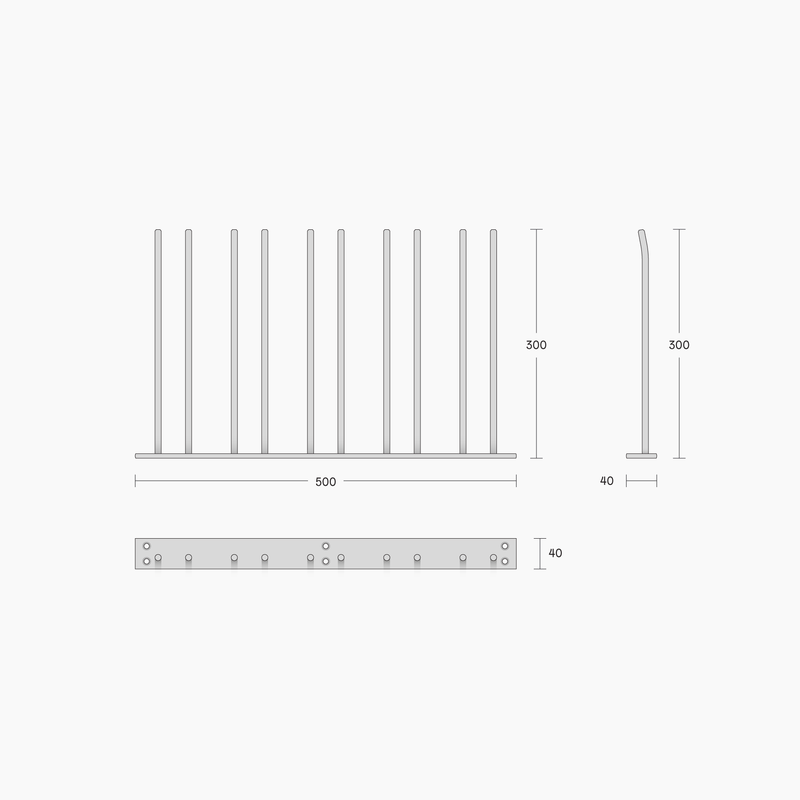 Glass mount for wall mounting, Green, 5 sections - 3