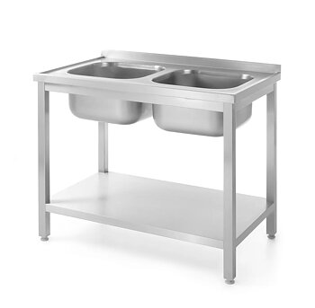Sink with 2 ho and undershelf -1000x700mm