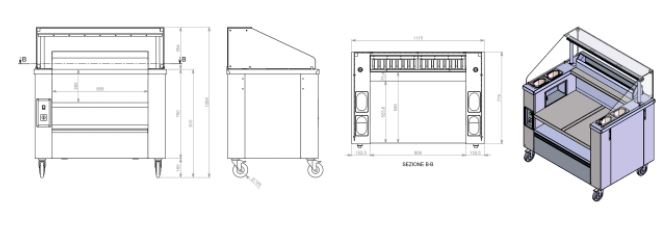 Moving Show Cooking 1115 mm with integrated air intake - 8