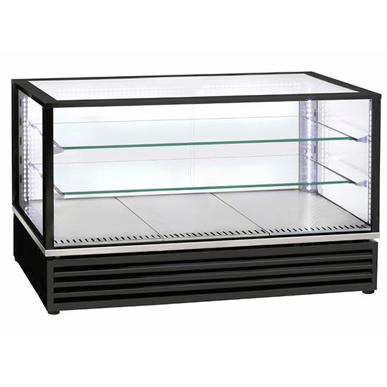 referigerated counter display with 2 glass shelves and sliding doors - 2