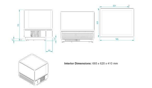 referigerated counter display with 2 glass shelves and sliding doors - 3