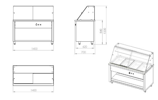 Värmedisplay - Bain marie, + 30 ° / + 90 ° C - 2