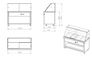 Heat display - Bain marie, +30°/+90°C
